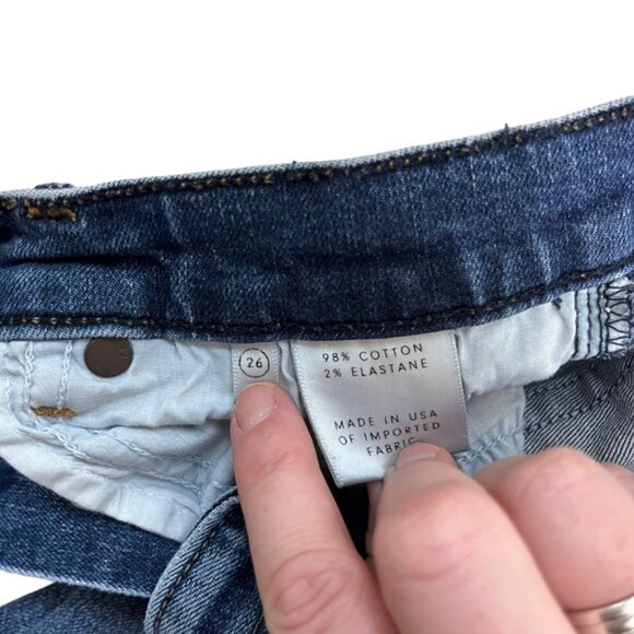 GRLFRND women's jeans 26 US 2 blue medium wash Candice skinny jeans raw hem - Picture 6 of 12